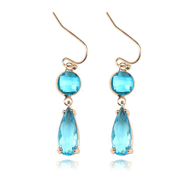 Copper Edging Geometric Multicolor K9 Glass Crystal Pendant Earrings - Yahko Merchandise