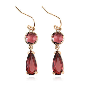 Copper Edging Geometric Multicolor K9 Glass Crystal Pendant Earrings - Yahko Merchandise