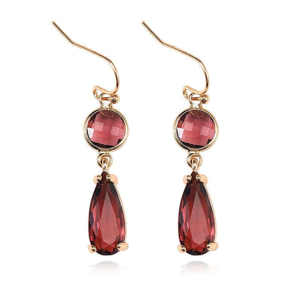 Copper Edging Geometric Multicolor K9 Glass Crystal Pendant Earrings - Yahko Merchandise