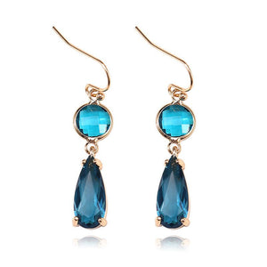 Copper Edging Geometric Multicolor K9 Glass Crystal Pendant Earrings - Yahko Merchandise