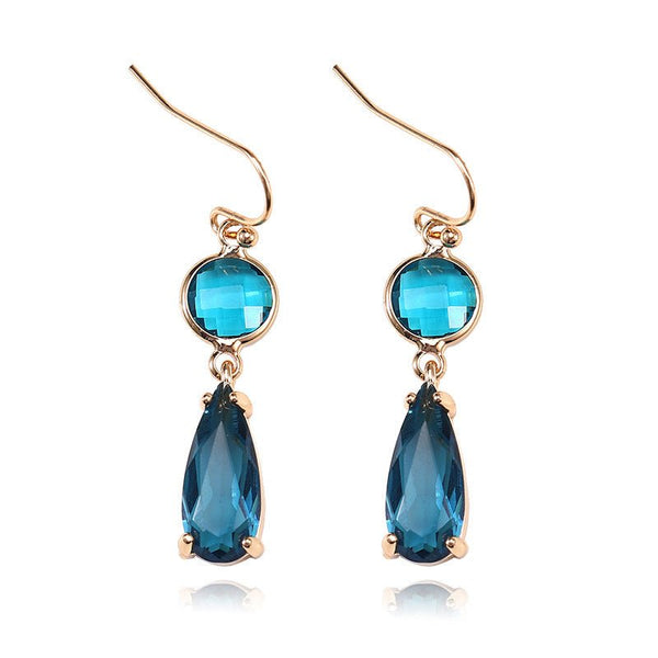 Copper Edging Geometric Multicolor K9 Glass Crystal Pendant Earrings - Yahko Merchandise