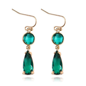 Copper Edging Geometric Multicolor K9 Glass Crystal Pendant Earrings - Yahko Merchandise