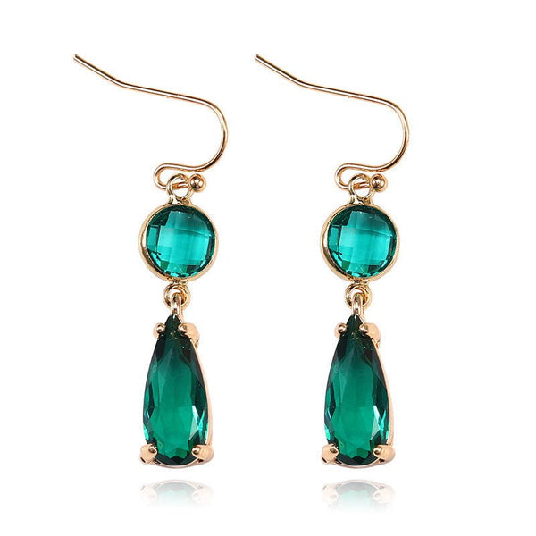 Copper Edging Geometric Multicolor K9 Glass Crystal Pendant Earrings - Yahko Merchandise