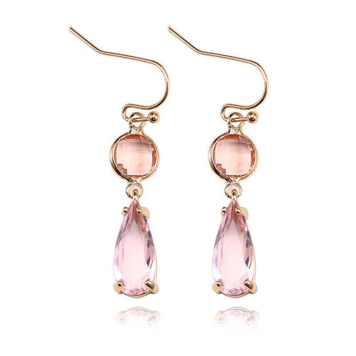 Copper Edging Geometric Multicolor K9 Glass Crystal Pendant Earrings - Yahko Merchandise