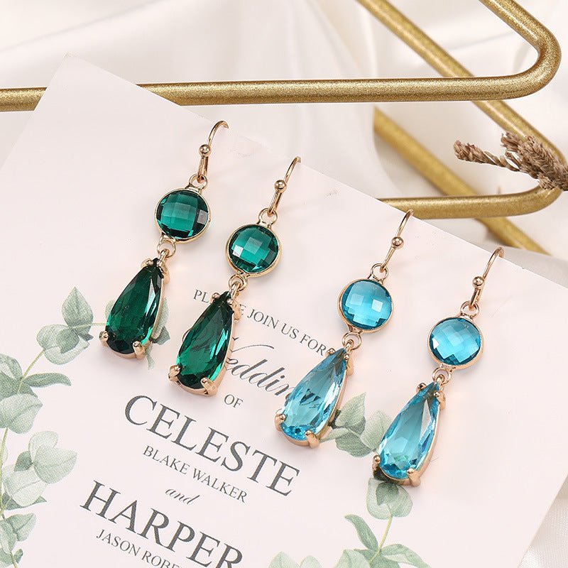 Copper Edging Geometric Multicolor K9 Glass Crystal Pendant Earrings - Yahko Merchandise