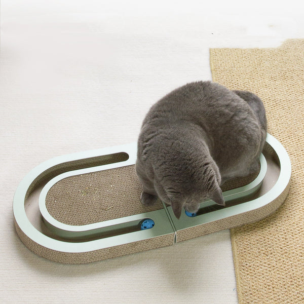 Corrugated Paper Folding Cat Grab Board With Ball Pet Supplies Cat Toys Pet Products - Yahko Merchandise
