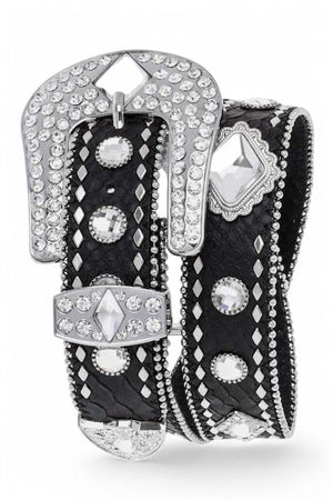 Crystal Embellished Fashion Leather Belt - Yahko Merchandise