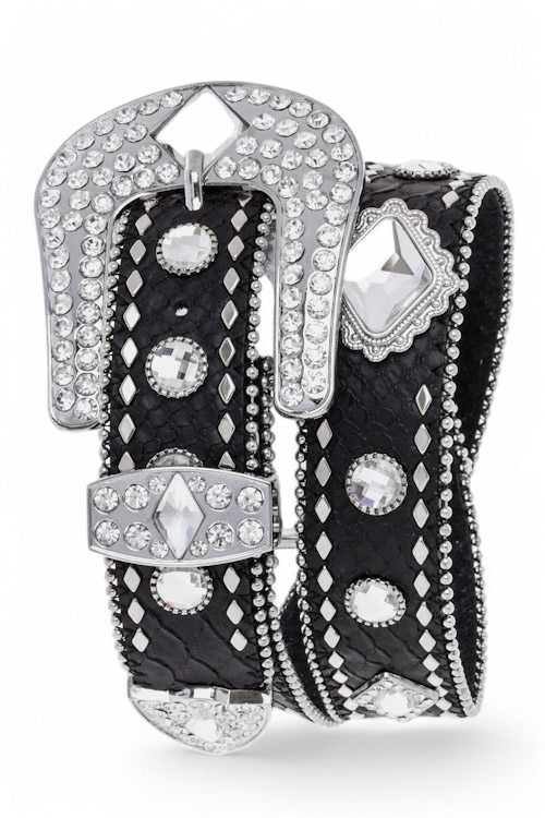 Crystal Embellished Fashion Leather Belt - Yahko Merchandise