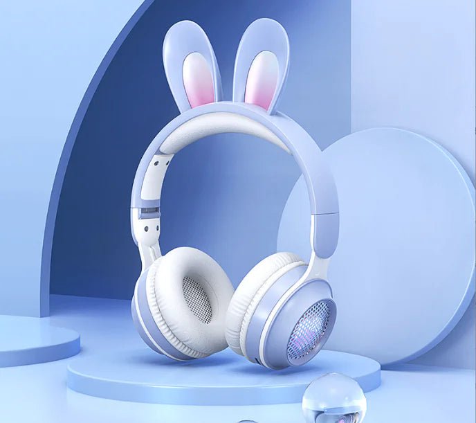 Cute Rabbit Wireless Headphones with RGB LED for Kids - Yahko Merchandise