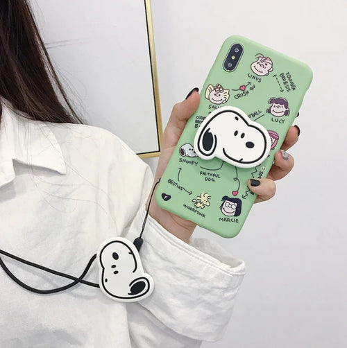 Cute Snoopy Phone Case with Stand and Protector - Yahko Merchandise