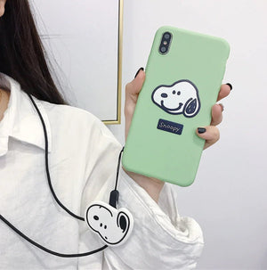 Cute Snoopy Phone Case with Stand and Protector - Yahko Merchandise