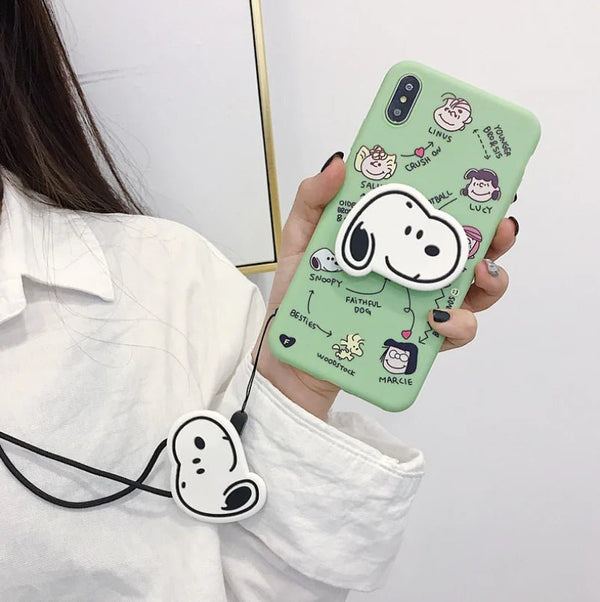 Cute Snoopy Phone Case with Stand and Protector - Yahko Merchandise