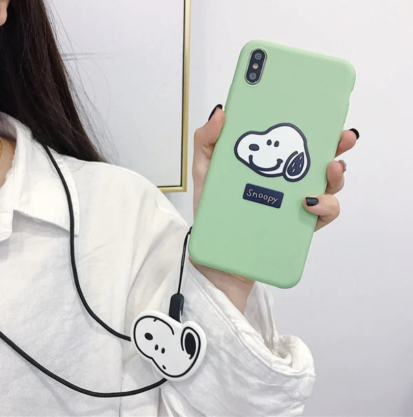 Cute Snoopy Phone Case with Stand and Protector - Yahko Merchandise