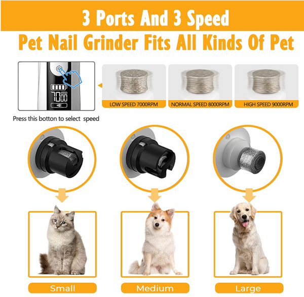 Dog Nail Grinders Rechargeable Pet Nail Clippers Grooming Trimmer