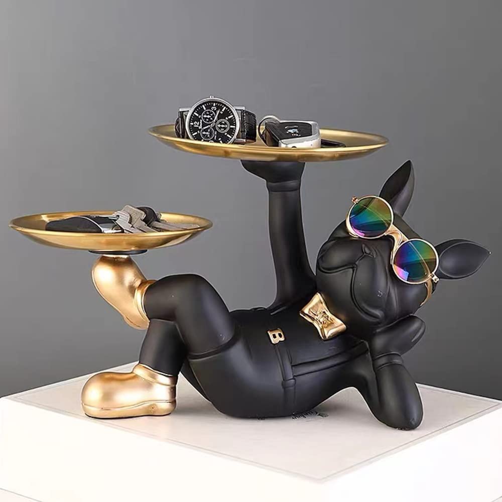 Decoration Cool Dog Showpiece with Plate for Home Decor Item - Yahko Merchandise