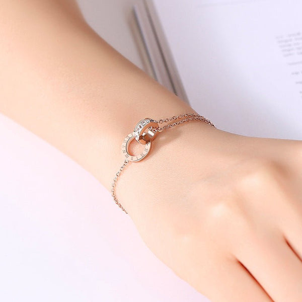 Diamond inlaid zircon titanium steel bracelet - Yahko Merchandise
