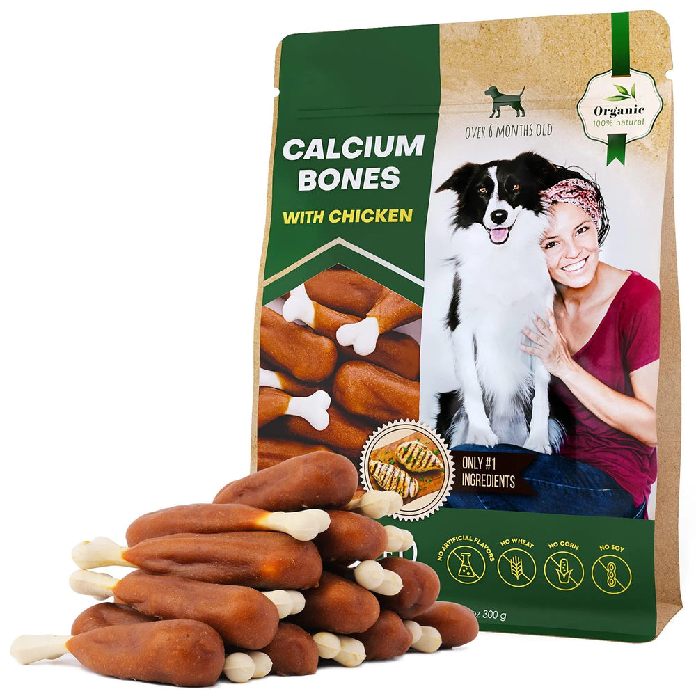 Dog Calcium Bones Wrapped Chicken & Rawhide Free Chew Treats Pet Healthy Dried Snacks Grain Free Organic Meat Chews For Training Small Large Dogs - Yahko Merchandise