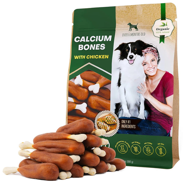 Dog Calcium Bones Wrapped Chicken & Rawhide Free Chew Treats Pet Healthy Dried Snacks Grain Free Organic Meat Chews For Training Small Large Dogs - Yahko Merchandise