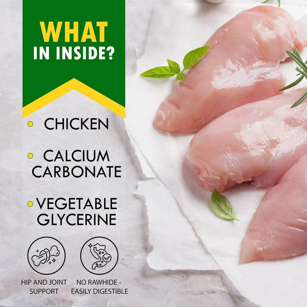 Dog Calcium Bones Wrapped Chicken & Rawhide Free Chew Treats Pet Healthy Dried Snacks Grain Free Organic Meat Chews For Training Small Large Dogs - Yahko Merchandise