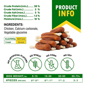 Dog Calcium Bones Wrapped Chicken & Rawhide Free Chew Treats Pet Healthy Dried Snacks Grain Free Organic Meat Chews For Training Small Large Dogs - Yahko Merchandise
