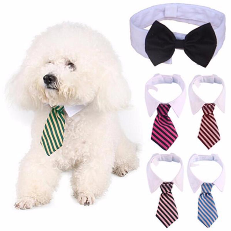 Dog Grooming Cat Striped Bow Tie Collar Pet Adjustable Neck Tie White - Yahko Merchandise