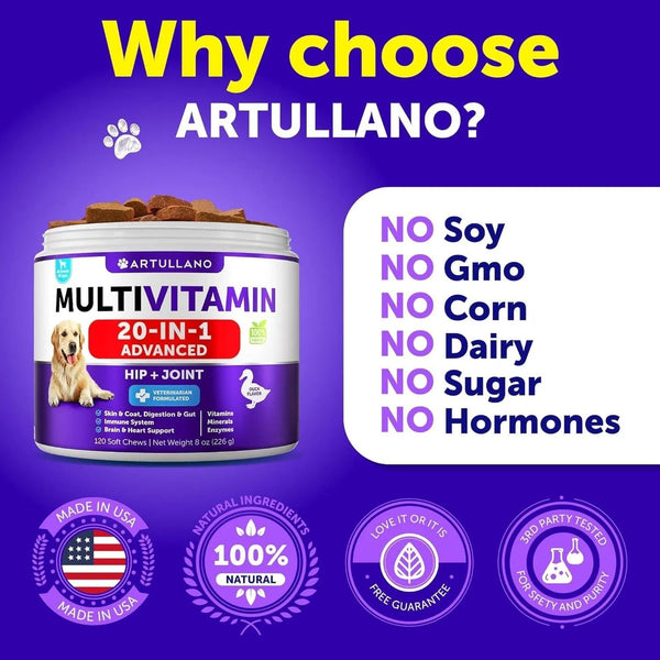 Dog Multivitamin Chewable With Glucosamine 20 In 1 Dog Vitamins And Supplements Senior & Puppy Multivitamin For Dogs Pet Joint Support Health Immunity Mobility Gut Skin 120 Chews - Yahko Merchandise