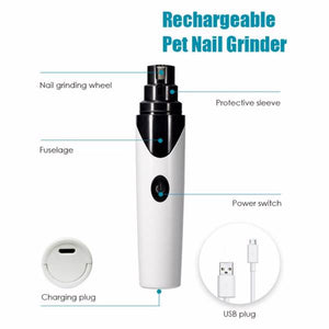 Dog Nail Grinders Rechargeable Pet Nail Clippers Grooming Trimmer - Yahko Merchandise