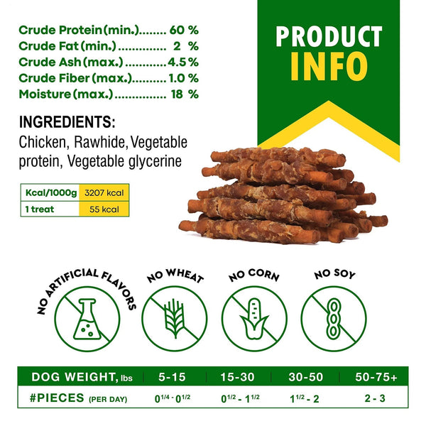 Dog Smoked Rawhide Sticks Wrapped Chicken Pet Natural Chew Treats Grain Free Organic Meat Healthy Human Grade Dried Snacks In Bulk - Yahko Merchandise