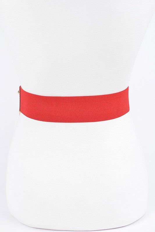 Double Buckle Metallic Stretch Belt - Yahko Merchandise