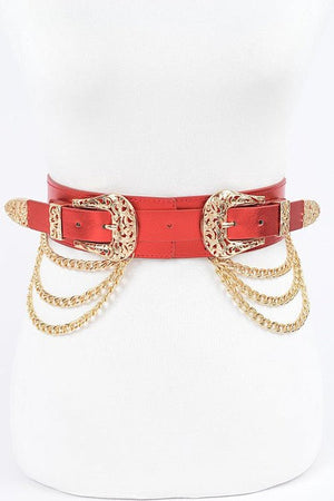 Double Buckle Metallic Stretch Belt - Yahko Merchandise
