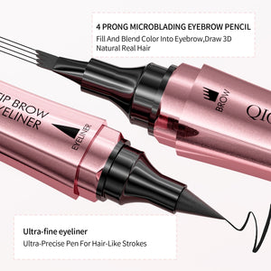 Double - headed 3D Micro - carved Liquid Four - fork Eyebrow Pencil Eyeliner 2 - in - one Dual - purpose Eye - Yahko Merchandise