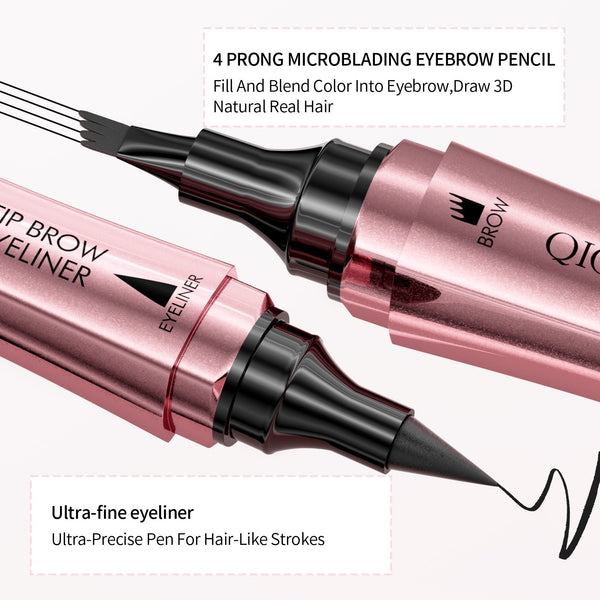 Double - headed 3D Micro - carved Liquid Four - fork Eyebrow Pencil Eyeliner 2 - in - one Dual - purpose Eye - Yahko Merchandise