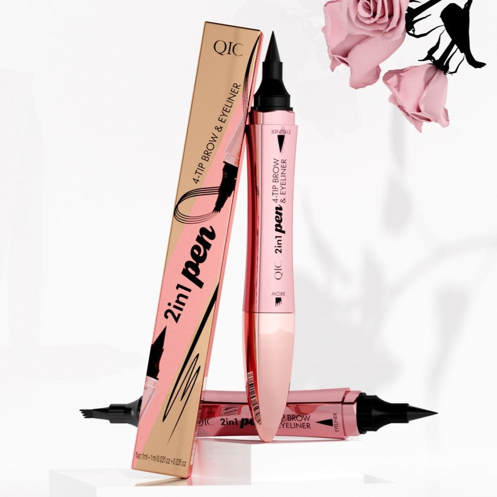 Double - headed 3D Micro - carved Liquid Four - fork Eyebrow Pencil Eyeliner 2 - in - one Dual - purpose Eye - Yahko Merchandise