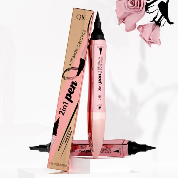 Double - headed 3D Micro - carved Liquid Four - fork Eyebrow Pencil Eyeliner 2 - in - one Dual - purpose Eye - Yahko Merchandise