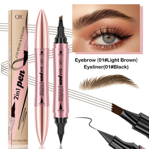 Double - headed 3D Micro - carved Liquid Four - fork Eyebrow Pencil Eyeliner 2 - in - one Dual - purpose Eye - Yahko Merchandise