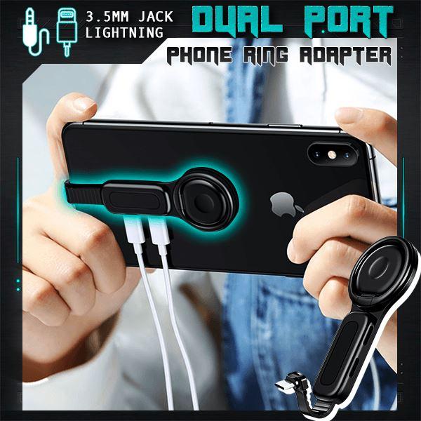 Dual Port Phone Ring Holder Adapter for Lightning Jack Adapter - Yahko Merchandise