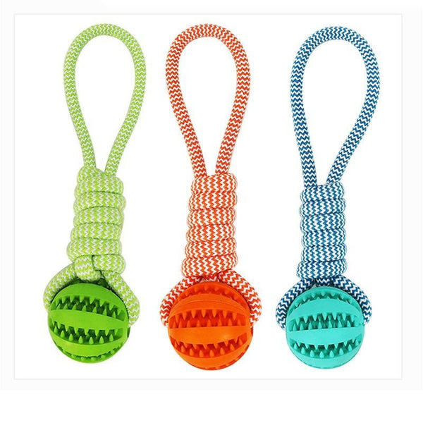 Durable Rubber Ball Chew Toy with Cotton Rope - Yahko Merchandise