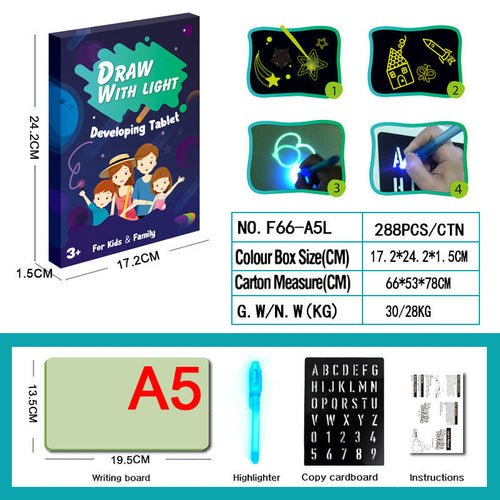 Educational Toy Drawing Pad 3D Magic 8 Light Effects Puzzle Board - Yahko Merchandise