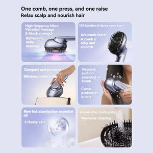 Electric Massage Brush - 1 Pc, 3 X 1.2ml Hair Oil Bottles, Multi - function Scalp Massage Comb, Can Hold Hair Oils - Yahko Merchandise