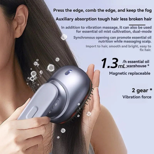 Electric Massage Brush - 1 Pc, 3 X 1.2ml Hair Oil Bottles, Multi - function Scalp Massage Comb, Can Hold Hair Oils - Yahko Merchandise