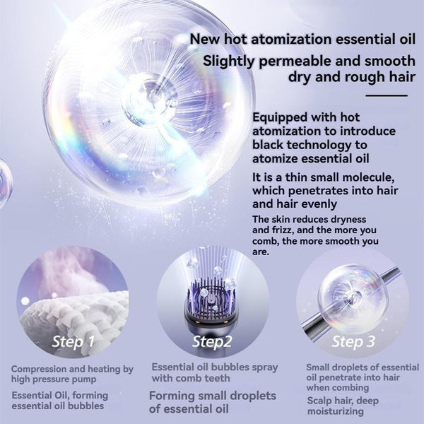 Electric Massage Brush - 1 Pc, 3 X 1.2ml Hair Oil Bottles, Multi - function Scalp Massage Comb, Can Hold Hair Oils - Yahko Merchandise