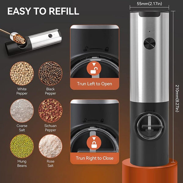 Electric Salt Grinder 2 Bottles Set - Yahko Merchandise