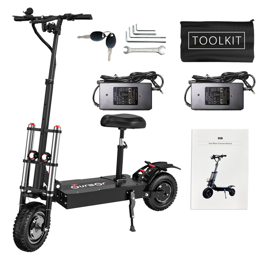 Electric Scooter With Seat, 6000W Power Dual Motor Top Speed 50MPH 60V 35Ah Battery 50 Miles Range, 11 Inch Off - Road Tires For Street Commuting And Limit Offroad - Yahko Merchandise