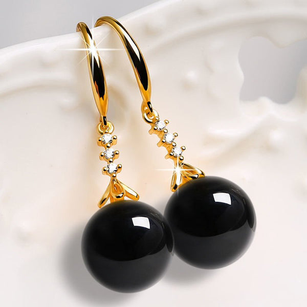 Elegant Silvering Earrings Female Chalcedony Green Agate - Yahko Merchandise