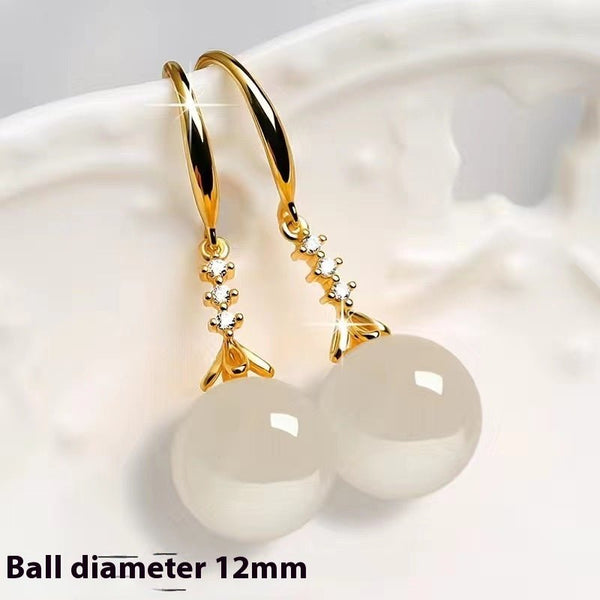 Elegant Silvering Earrings Female Chalcedony Green Agate - Yahko Merchandise