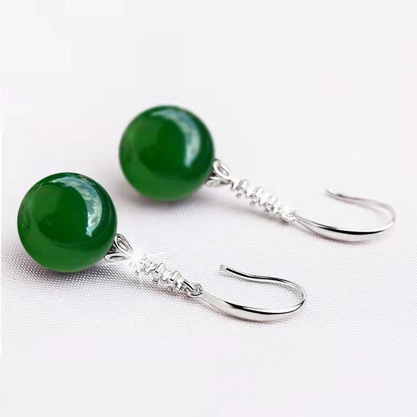 Elegant Silvering Earrings Female Chalcedony Green Agate - Yahko Merchandise