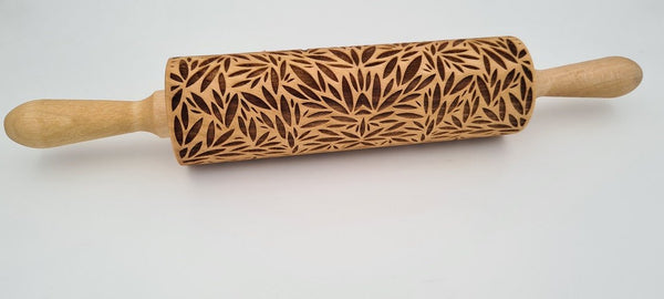 Engraved Rolling Pin Natural Wood Folk Kitchen Pins Handmade - Hiro - Yahko Merchandise