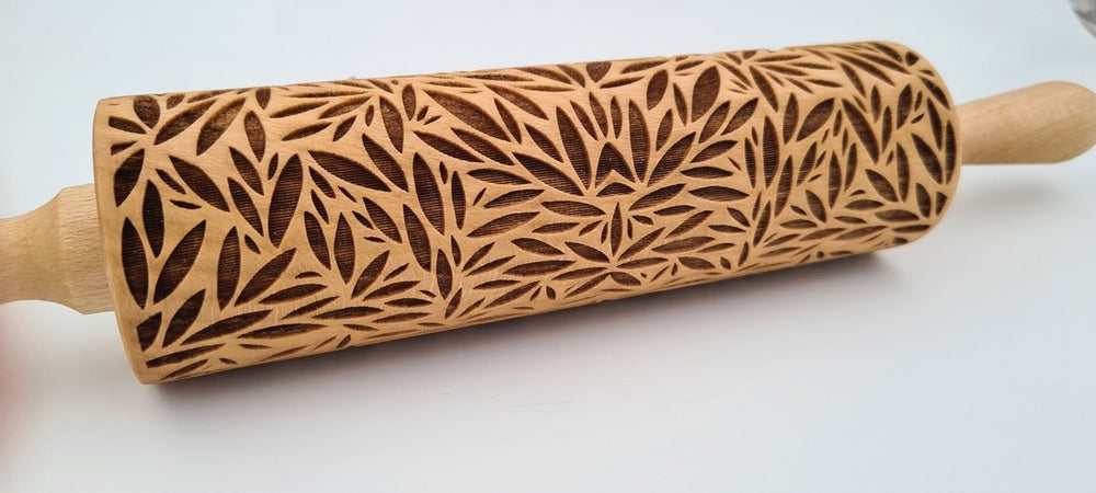 Engraved Rolling Pin Natural Wood Folk Kitchen Pins Handmade - Hiro - Yahko Merchandise