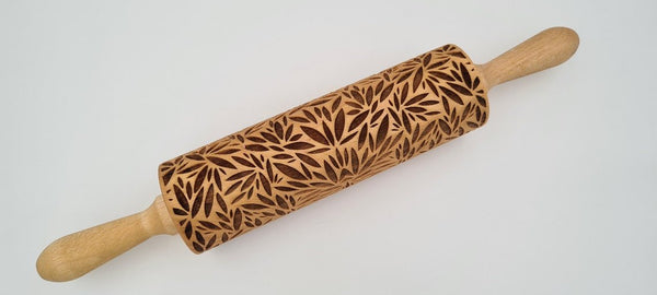 Engraved Rolling Pin Natural Wood Folk Kitchen Pins Handmade - Hiro - Yahko Merchandise