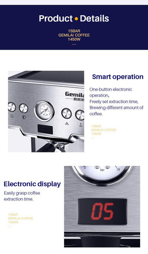 Espresso Coffee Maker Stainless Steel Italian Coffee Machine - Yahko Merchandise